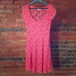 Coral lace dress